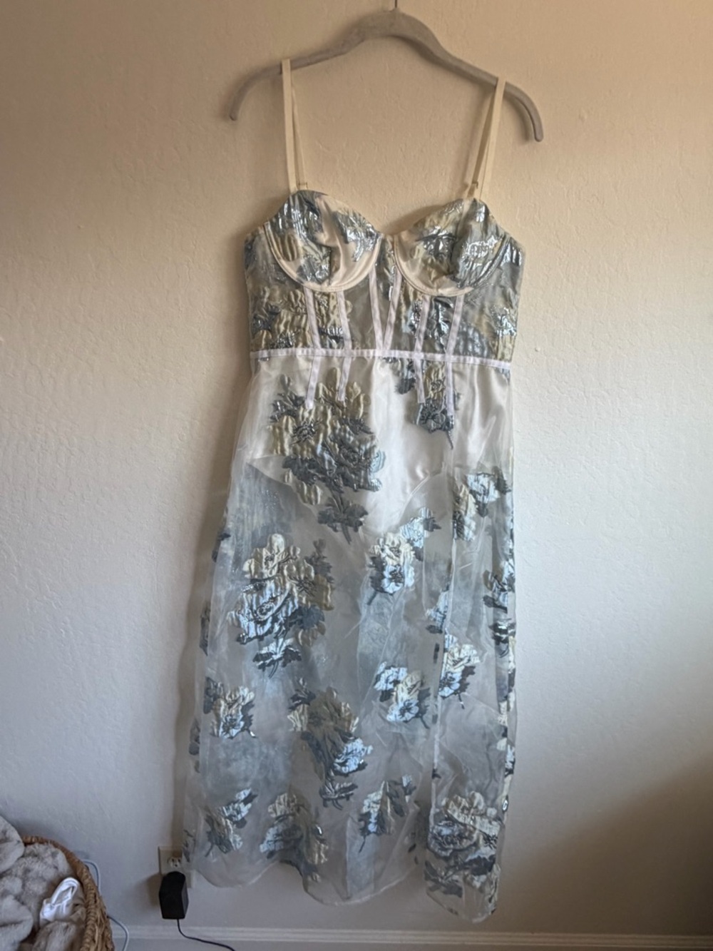 Maxi Blue/White Bridal Sheer Dress